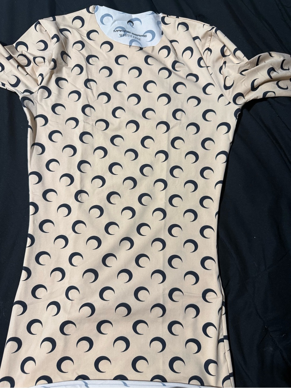 Marine Serre Beige Short Sleeve Crescent-Print Top